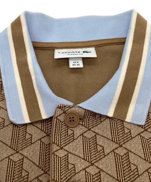 LACOSTE（ラコステ）LACOSTE (ラコステ) モノグラムジャガードポロシャツ ブラウン サイズ:6の古着・服飾アイテム