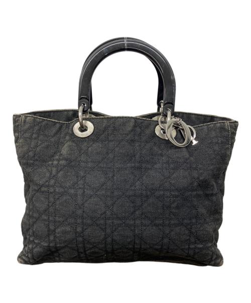 Christian Dior（クリスチャン ディオール）Christian Dior (クリスチャン ディオール) デニムカナージュキルティングラージハンドバッグ ブラックの古着・服飾アイテム