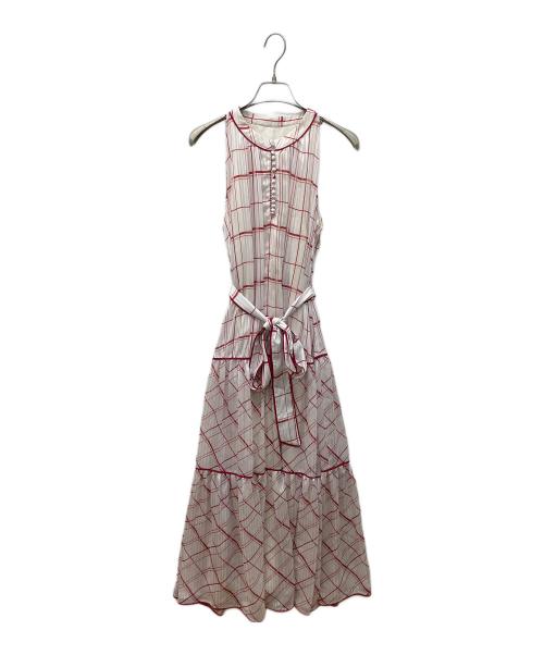 HER LIP TO（ハーリップトゥ）HER LIP TO (ハーリップトゥ) Anduze Belted Check Dress　アンドゥーズ ベルテッド チェック ドレス　ノースリーブワンピース rouge サイズ:Mの古着・服飾アイテム
