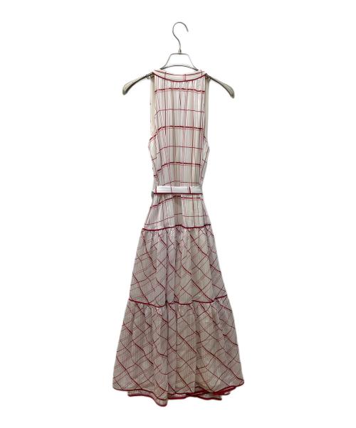 HER LIP TO（ハーリップトゥ）HER LIP TO (ハーリップトゥ) Anduze Belted Check Dress　アンドゥーズ ベルテッド チェック ドレス　ノースリーブワンピース rouge サイズ:Mの古着・服飾アイテム