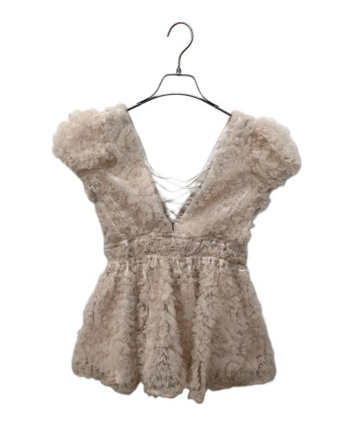 polaura（ポロ―ラ）polaura (ポロ―ラ) フラワーペプラムバックリボンチュニック ピンク サイズ:FREEの古着・服飾アイテム