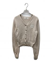 HER LIP TO（ハーリップトゥ）の古着「Be Mine Emblem Knit Cardigan　ビー マイン エンブレム ニット カーディガン」｜ベージュ