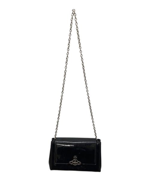 Vivienne Westwood（ヴィヴィアンウエストウッド）Vivienne Westwood (ヴィヴィアンウエストウッド) エナメルショルダーバッグ ブラックの古着・服飾アイテム