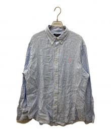 POLO RALPH LAUREN（ポロ・ラルフローレン）の古着「ストライプリネンシャツ　長袖シャツ」｜ブルー
