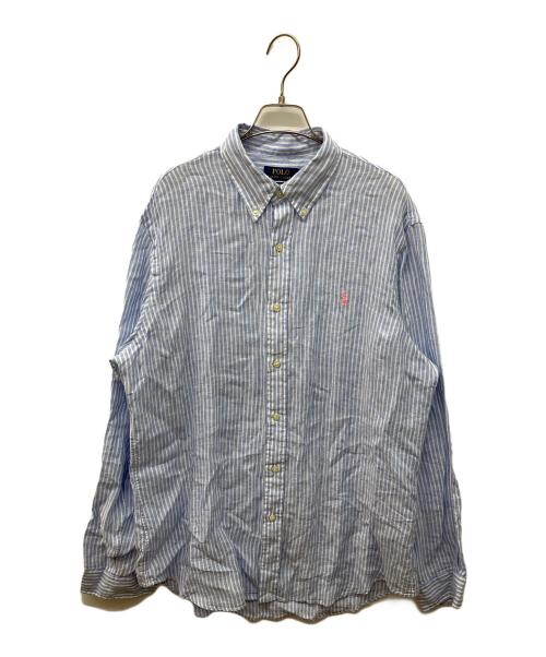 POLO RALPH LAUREN（ポロ・ラルフローレン）POLO RALPH LAUREN (ポロ・ラルフローレン) ストライプリネンシャツ　長袖シャツ ブルー サイズ:Lの古着・服飾アイテム