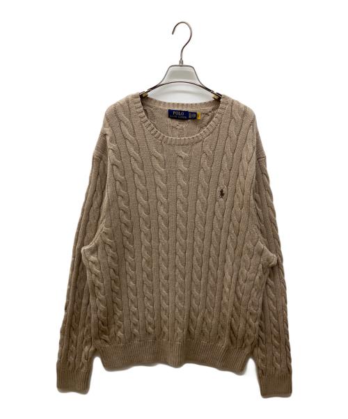 POLO RALPH LAUREN（ポロ・ラルフローレン）POLO RALPH LAUREN (ポロ・ラルフローレン) クルーネックケーブルニット 長袖ニット ベージュ サイズ:XXLの古着・服飾アイテム