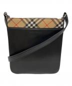 BURBERRYバーバリー）の古着「ノヴァチェック切替レザーショルダーバッグ」｜ブラック