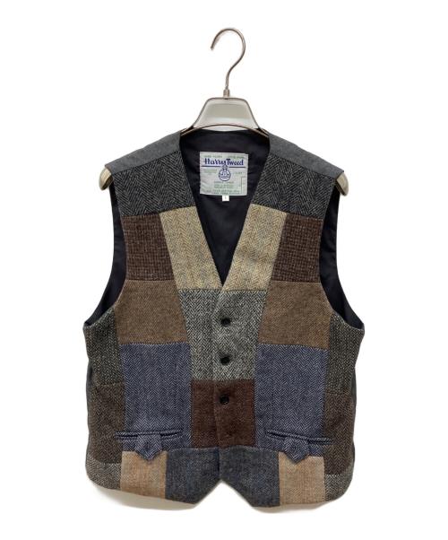 Harris Tweed（ハリスツイード）Harris Tweed (ハリスツイード) パッチワークベスト グレー サイズ:Lの古着・服飾アイテム
