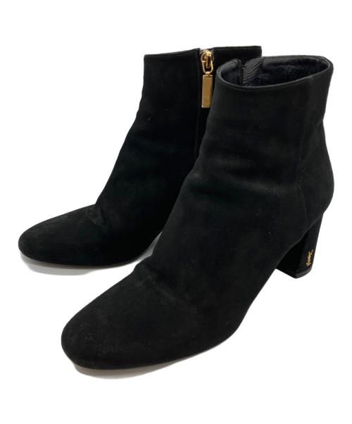 Saint Laurent Paris（サンローランパリ）Saint Laurent Paris (サンローランパリ) ワンポイントロゴスエードショートブーツ ブラック サイズ:38の古着・服飾アイテム