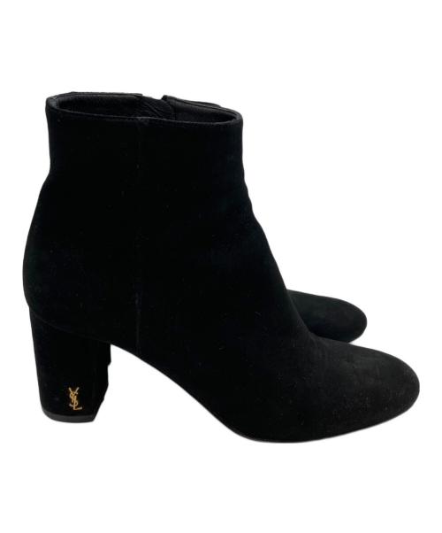 Saint Laurent Paris（サンローランパリ）Saint Laurent Paris (サンローランパリ) ワンポイントロゴスエードショートブーツ ブラック サイズ:38の古着・服飾アイテム