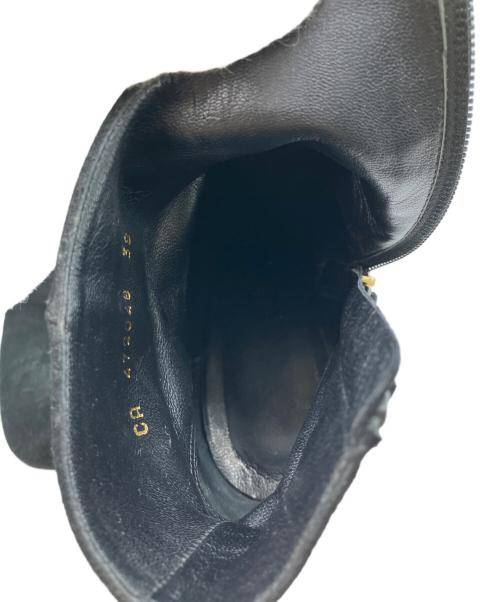 Saint Laurent Paris（サンローランパリ）Saint Laurent Paris (サンローランパリ) ワンポイントロゴスエードショートブーツ ブラック サイズ:38の古着・服飾アイテム