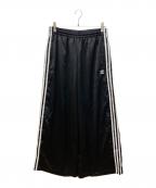 adidasアディダス）の古着「サテン ワイドレッグ トラックパンツ」｜ブラック