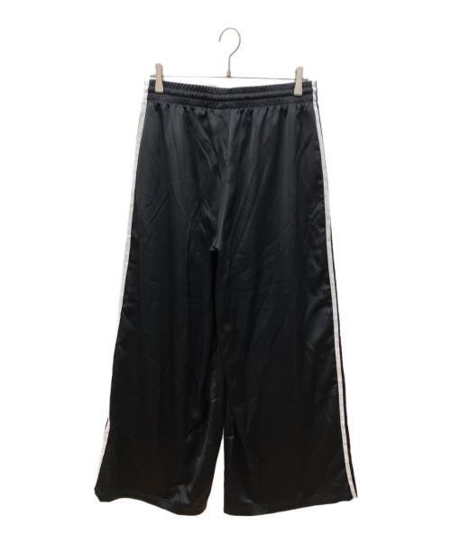 adidas（アディダス）adidas (アディダス) サテン ワイドレッグ トラックパンツ ブラック サイズ:2XLの古着・服飾アイテム