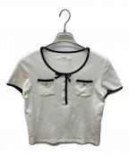 HER LIP TOハーリップトゥ）の古着「Two-Tone Ribbon-Trim Tee」｜ホワイト
