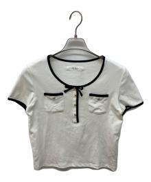 HER LIP TO（ハーリップトゥ）の古着「Two-Tone Ribbon-Trim Tee」｜ホワイト