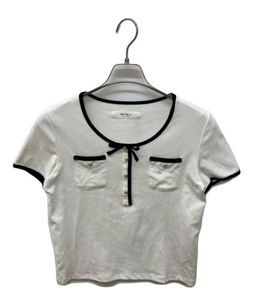 HER LIP TO（ハーリップトゥ）Her lip to (ハーリップトゥ) Two-Tone Ribbon-Trim Tee ホワイト サイズ:Mの古着・服飾アイテム