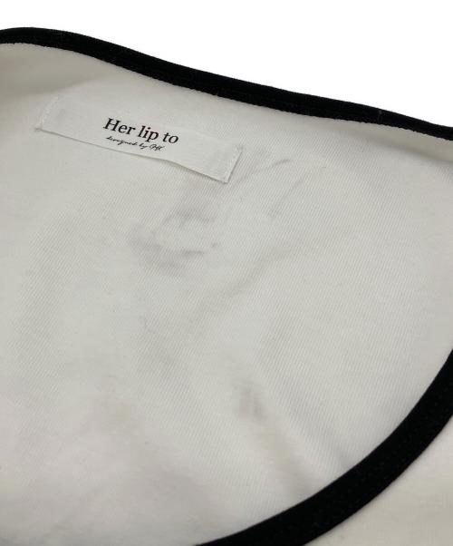 HER LIP TO（ハーリップトゥ）Her lip to (ハーリップトゥ) Two-Tone Ribbon-Trim Tee ホワイト サイズ:Mの古着・服飾アイテム