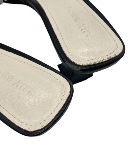 Lily Brown（リリーブラウン）Lily Brown (リリーブラウン) フリンジリボンミュールサンダル ブラック サイズ:23.5cmの古着・服飾アイテム