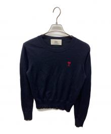 AMI PARIS（アミ パリス）の古着「SMALL HEART LOGO KNIT」｜ネイビー