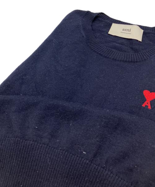 AMI PARIS（アミ パリス）AMI PARIS (アミ パリス) SMALL HEART LOGO KNIT ネイビー サイズ:XSの古着・服飾アイテム