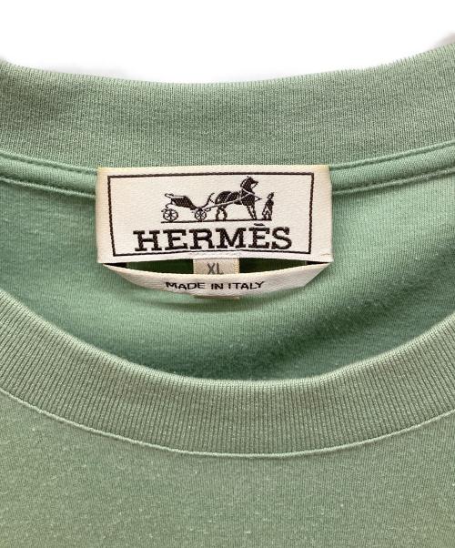 HERMES（エルメス）HERMES (エルメス) ヴェルキー・ラブ コットン × カシミヤ プルオーバー クルーネック ショートスリーブTシャツ グリーン サイズ:XLの古着・服飾アイテム