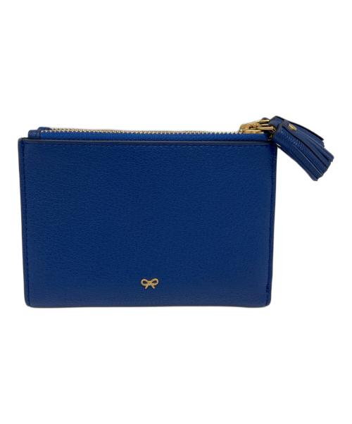 ANYA HINDMARCH（アニヤ・ハインドマーチ）ANYA HINDMARCH (アニヤ・ハインドマーチ) スモールダブルジップウォレット ブルーの古着・服飾アイテム