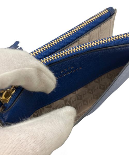 ANYA HINDMARCH（アニヤ・ハインドマーチ）ANYA HINDMARCH (アニヤ・ハインドマーチ) スモールダブルジップウォレット ブルーの古着・服飾アイテム