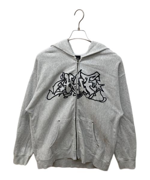 HUF（ハフ）HUF (ハフ) OUTLINES HEAVY WEIGHT FULL-ZIP FLEECE グレー サイズ:Lの古着・服飾アイテム