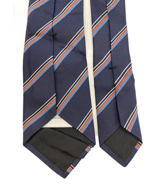 GUCCI（グッチ）GUCCI (グッチ) レジメンタルストライプ シルク ネクタイ ネイビー サイズ:不明　 未使用品の古着・服飾アイテム