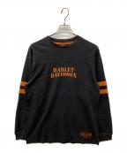 HARLEY-DAVIDSONハーレーダビッドソン）の古着「ロゴプリント長袖tシャツ ロングスリーブカットソー」｜ブラック