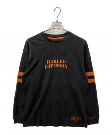 Harley-Davidson 長袖カットソー ブラック オレンジ 中古・古着通販】HARLEY-DAVIDSON (ハーレーダビッドソン) ロゴ