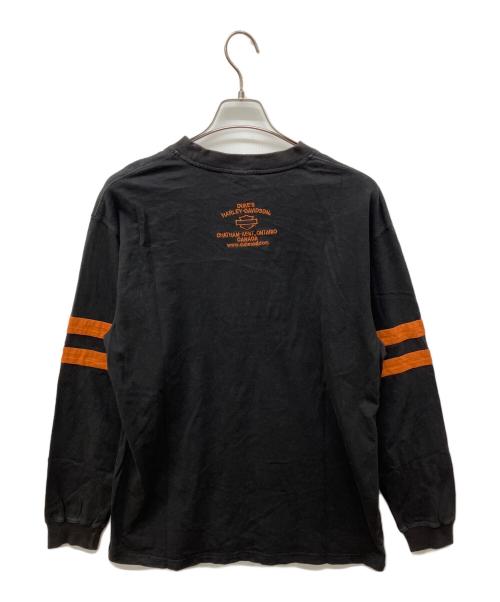 HARLEY-DAVIDSON（ハーレーダビッドソン）HARLEY-DAVIDSON (ハーレーダビッドソン) ロゴプリント長袖tシャツ ロングスリーブカットソー ブラック サイズ:ｌの古着・服飾アイテム