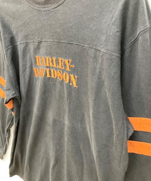 HARLEY-DAVIDSON（ハーレーダビッドソン）HARLEY-DAVIDSON (ハーレーダビッドソン) ロゴプリント長袖tシャツ ロングスリーブカットソー ブラック サイズ:ｌの古着・服飾アイテム