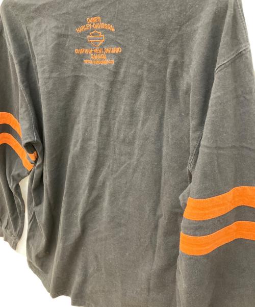 HARLEY-DAVIDSON（ハーレーダビッドソン）HARLEY-DAVIDSON (ハーレーダビッドソン) ロゴプリント長袖tシャツ ロングスリーブカットソー ブラック サイズ:ｌの古着・服飾アイテム