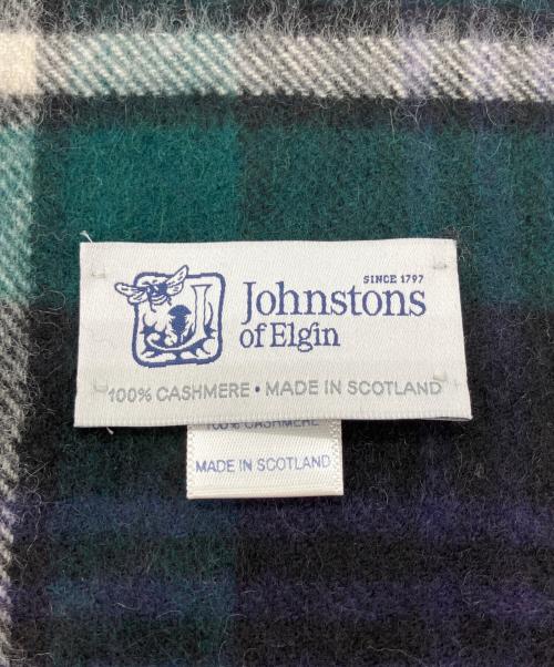 JOHNSTONS OF ELGIN（ジョンストンズ オブ エルガン）JOHNSTONS OF ELGIN (ジョンストンズ オブ エルガン) カシミヤ大判 ストール グリーン×ネイビーの古着・服飾アイテム