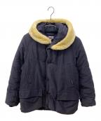 BLUE BLUEブルーブルー）の古着「ボアフーデッドデッキジャケット」｜ネイビー