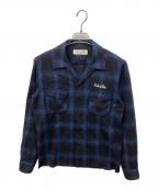 RUDE GALLERYルードギャラリー）の古着「OMBRE OPEN COLLAR SHIRT」｜ブルー×ブラック