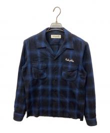 RUDE GALLERY（ルードギャラリー）の古着「OMBRE OPEN COLLAR SHIRT」｜ブルー×ブラック