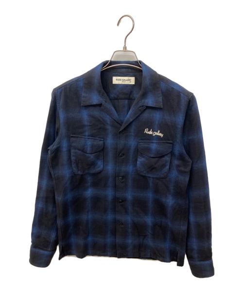 RUDE GALLERY（ルードギャラリー）RUDE GALLERY (ルードギャラリー) OMBRE OPEN COLLAR SHIRT ブルー×ブラック サイズ:3の古着・服飾アイテム