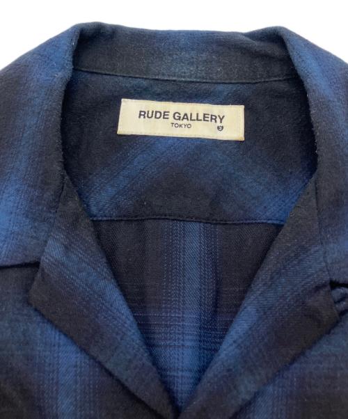RUDE GALLERY（ルードギャラリー）RUDE GALLERY (ルードギャラリー) OMBRE OPEN COLLAR SHIRT ブルー×ブラック サイズ:3の古着・服飾アイテム