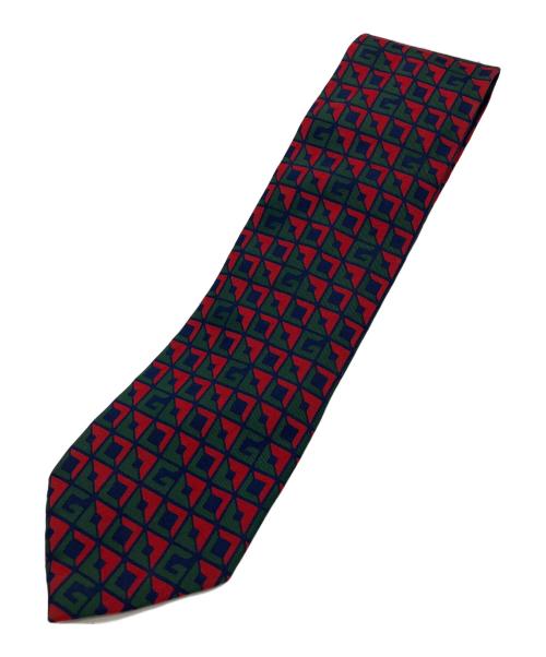 GUCCI（グッチ）GUCCI (グッチ) 総柄シルクネクタイ グリーン×レッド サイズ:-の古着・服飾アイテム
