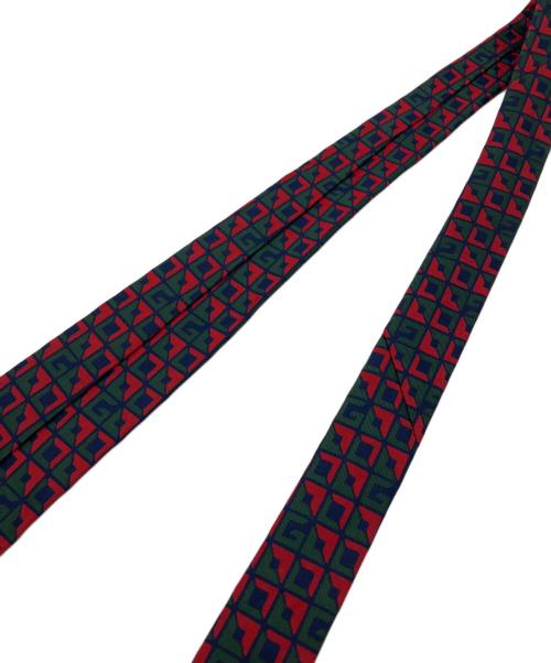 GUCCI（グッチ）GUCCI (グッチ) 総柄シルクネクタイ グリーン×レッド サイズ:-の古着・服飾アイテム