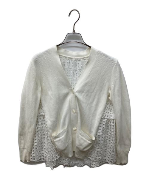 sacai（サカイ）sacai (サカイ) コットン レース切替カーディガン ホワイト サイズ:1の古着・服飾アイテム