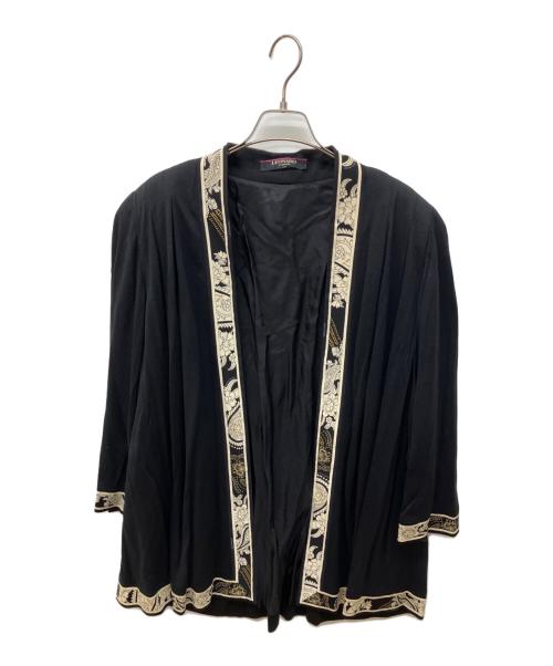 LEONARD FASHION（レオナールファッション）LEONARD FASHION (レオナールファッション) ウール×シルク総柄ワンピースセットアップ ブラック サイズ:Lの古着・服飾アイテム