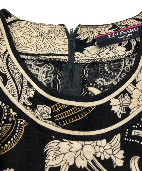 LEONARD FASHION（レオナールファッション）LEONARD FASHION (レオナールファッション) ウール×シルク総柄ワンピースセットアップ ブラック サイズ:Lの古着・服飾アイテム