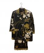 LEONARD FASHIONレオナールファッション）の古着「ウール×シルク総柄ワンピースセットアップ」｜ブラック