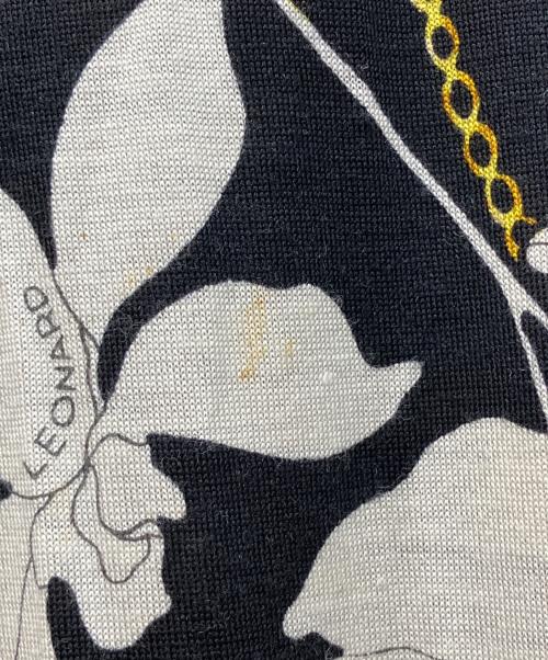 LEONARD FASHION（レオナールファッション）LEONARD FASHION (レオナールファッション) ウール×シルク総柄ワンピースセットアップ ブラック サイズ:11/LLの古着・服飾アイテム