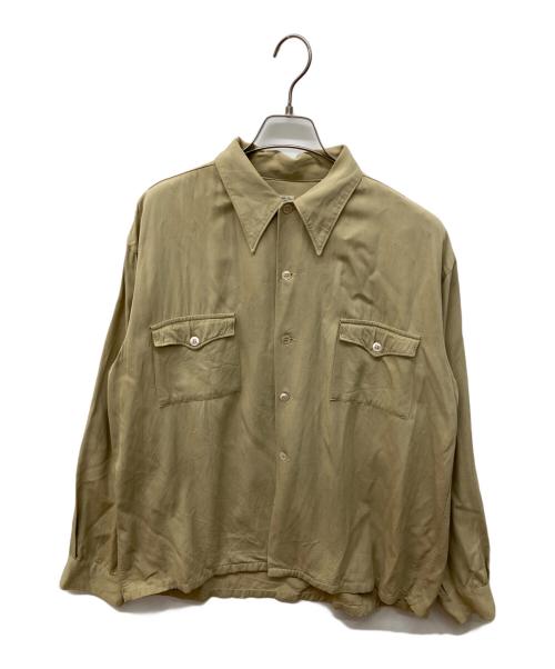 ‐（‐）‐ (‐) ヴィンテージレーヨンシャツ ベージュ サイズ:Lの古着・服飾アイテム