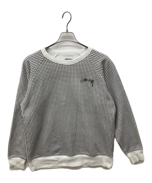 stussy（ステューシー）stussy (ステューシー) ギンガムチェックスウェット ホワイト×ブラック サイズ:Lの古着・服飾アイテム