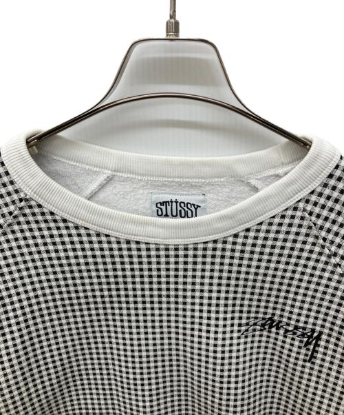 stussy（ステューシー）stussy (ステューシー) ギンガムチェックスウェット ホワイト×ブラック サイズ:Lの古着・服飾アイテム